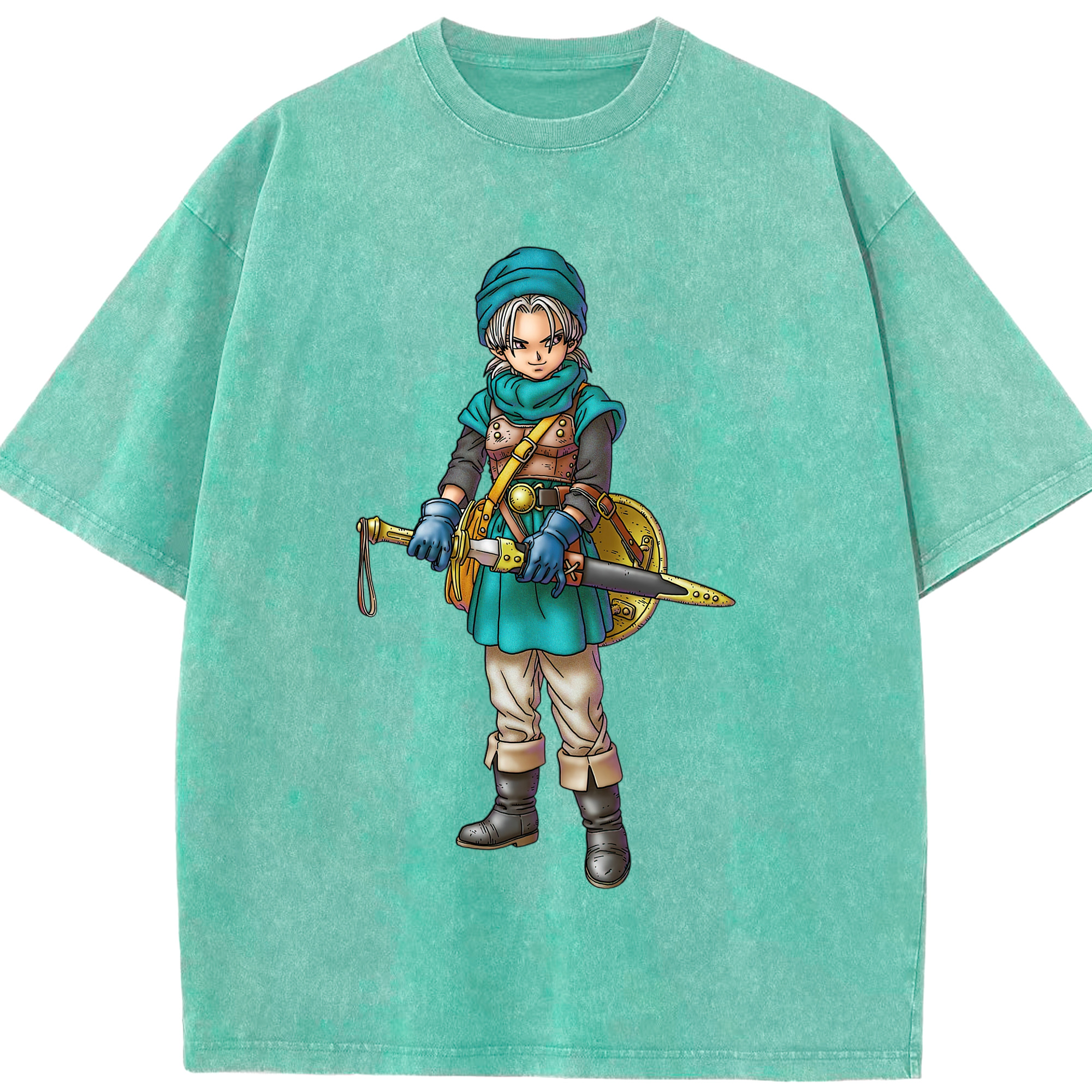 （画像用） ドラゴンクエスト Doragon Kuesuto Dragon Quest 綿100% ヴィンテージ風 半袖Tシャツ（フロントプリント）
